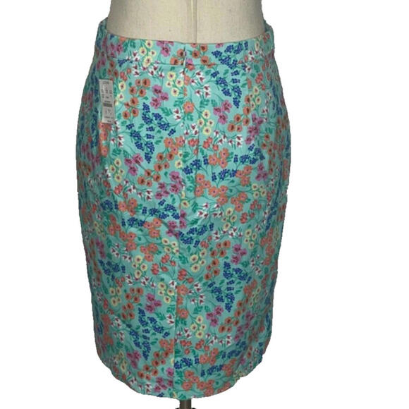 J Crew Floral Sateen Pencil Skirt Size 4 Fresh Spearmint Multicolored NWT $80 - Picture 4 of 9
